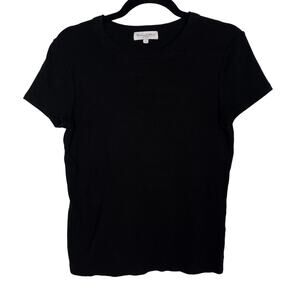 Michael Stars Small Black Fallon Ribbed Short Sleeve Crew Neck Tshirt Tee Cotton